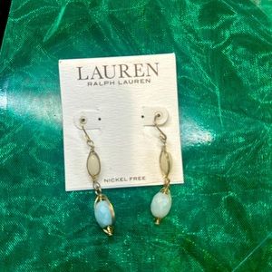 Ralph Lauren green white natural stone earrings